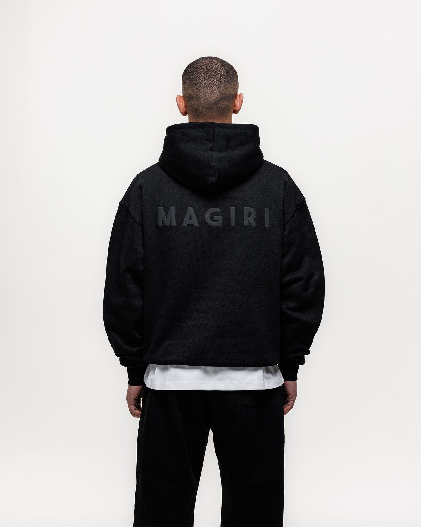 Magiri Core Puff Printed Hoodie 'Black' — Black — Size S — Detail View