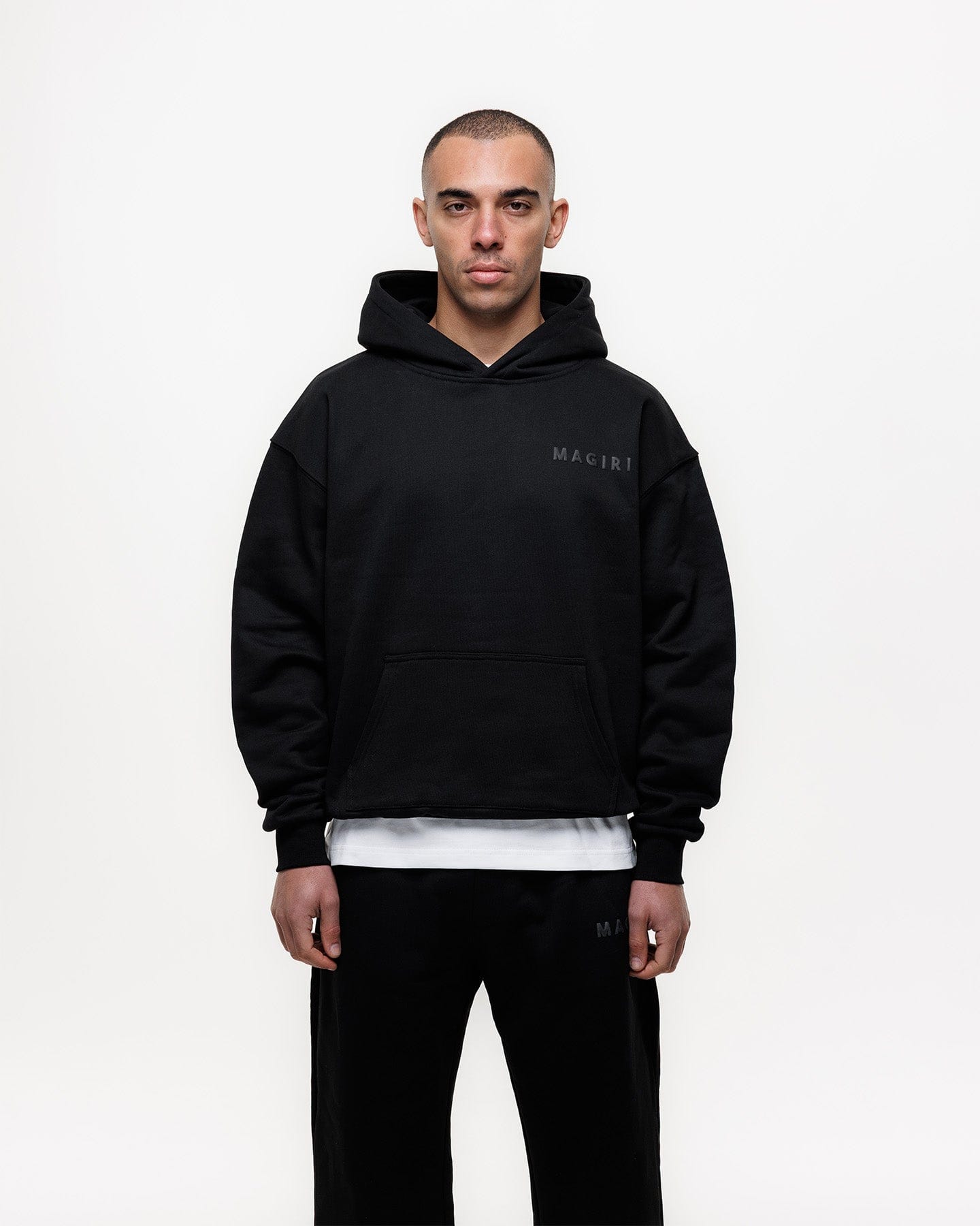 Magiri Core Puff Printed Hoodie 'Black' — Black — Size S — Top View