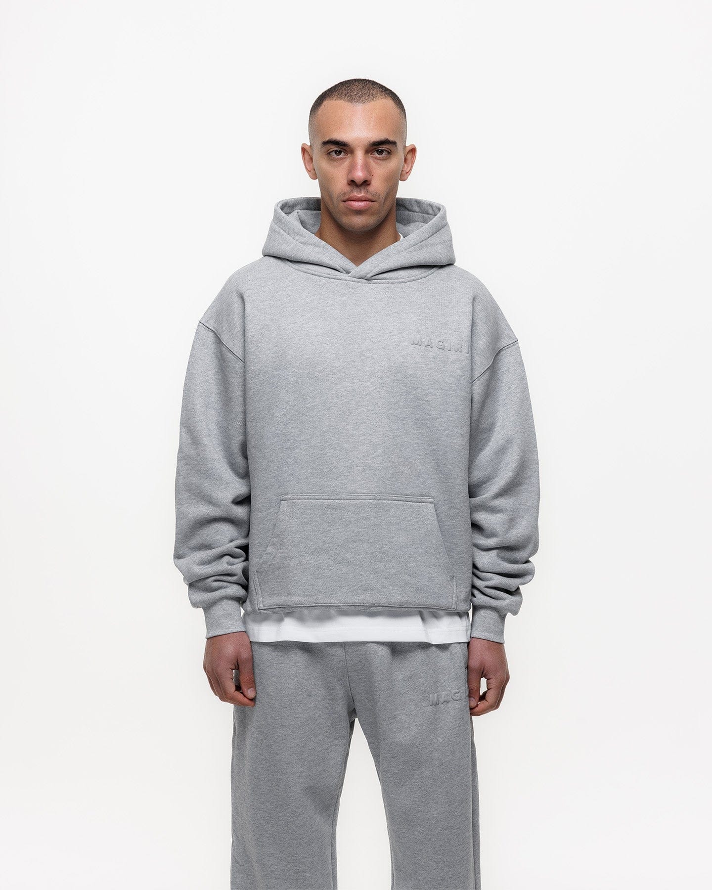 Magiri Core Puff Printed Hoodie 'Grey' — Grey — Size S — Top View