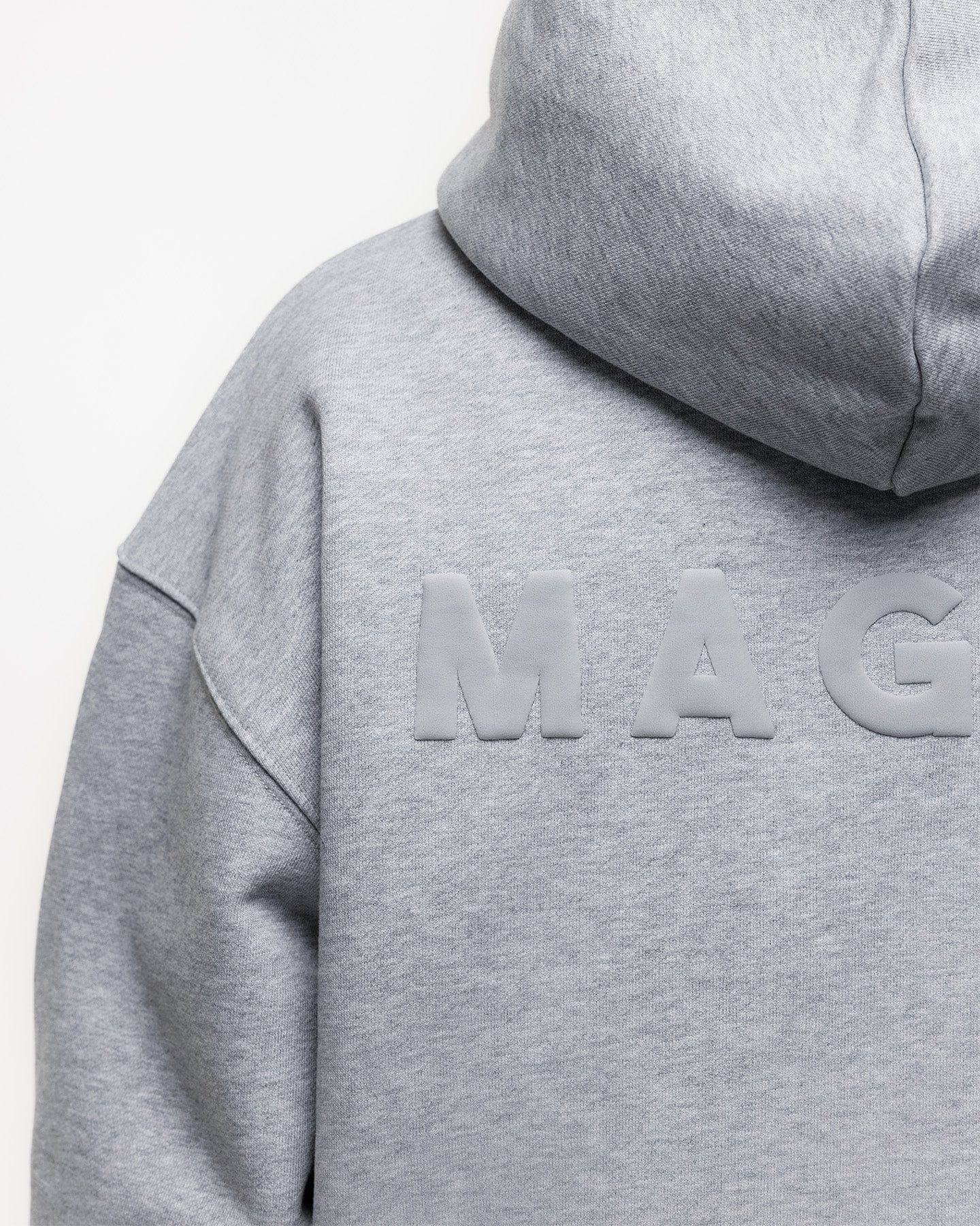Magiri Core Puff Printed Hoodie 'Grey' — Grey — Size S — Lifestyle View