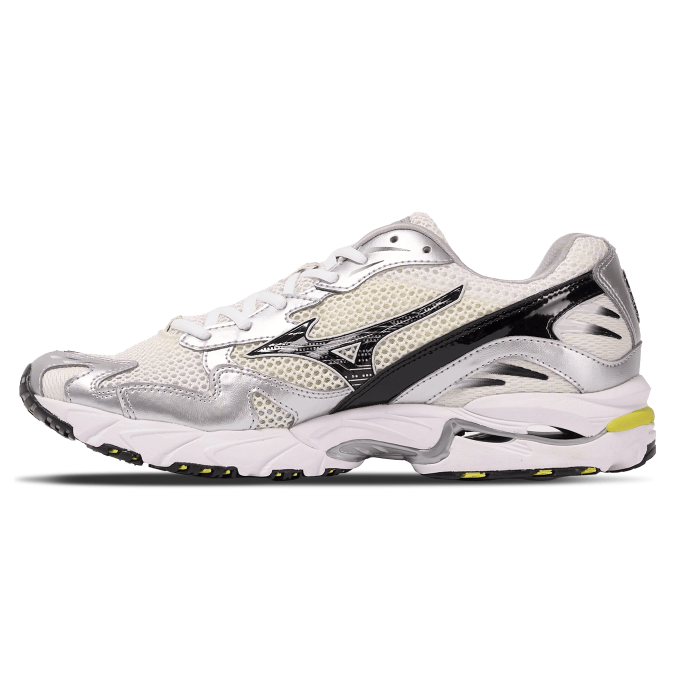Mizuno Wave Rider 10 Sport 'Snow White Black Sylvan Green' — UK 4 | EU 36.5 | US 5 — Front View