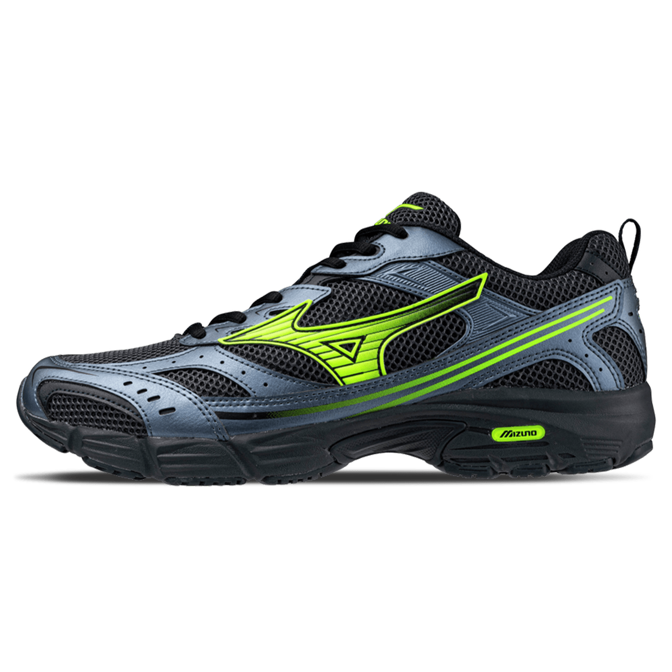 Mizuno MXR Sport 'India Ink Lightning Yellow Black' — UK 4 | EU 36.5 | US 5 — Front View