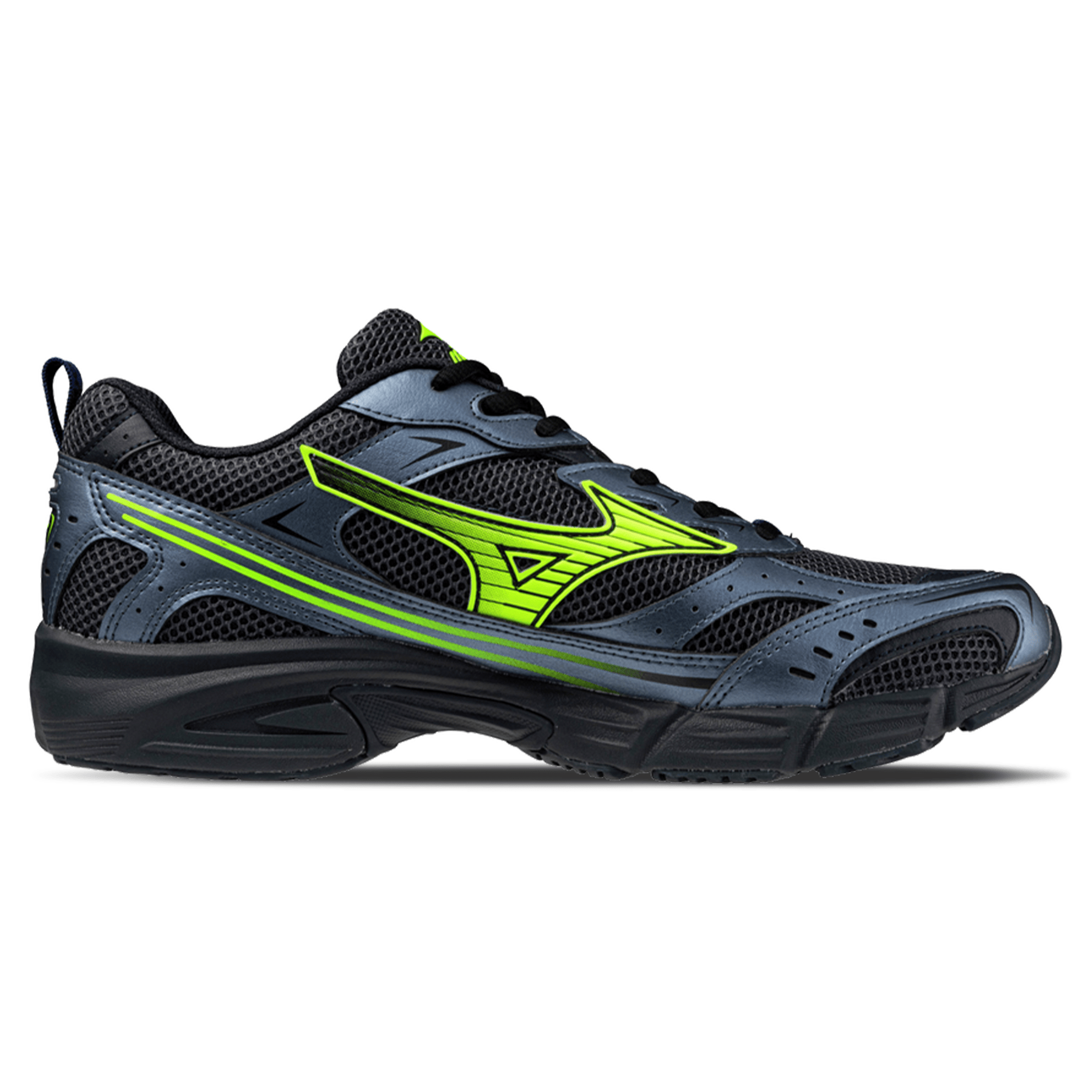 Mizuno MXR Sport 'India Ink Lightning Yellow Black' — UK 4 | EU 36.5 | US 5 — Side View