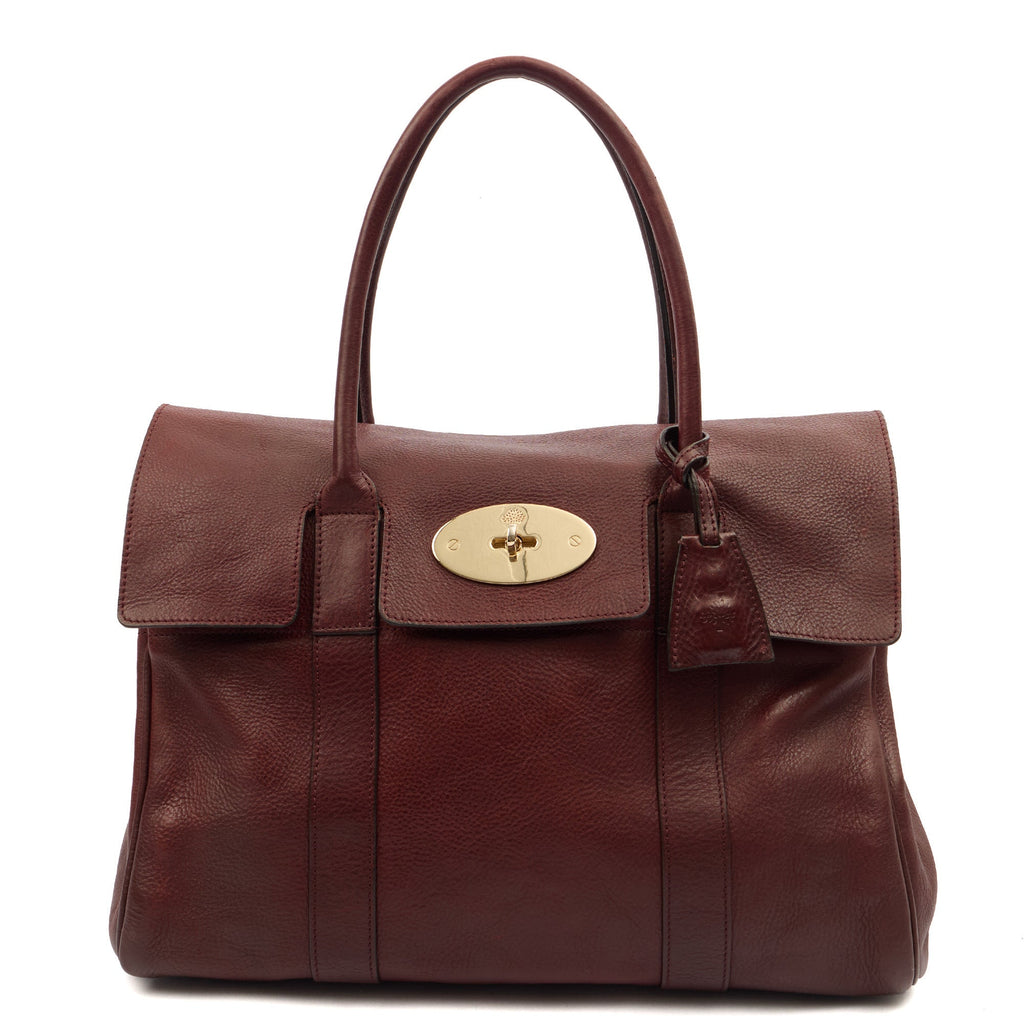 Mulberry Tote Bayswater Heritage in Oxblood, Calfskin Leather — Front View