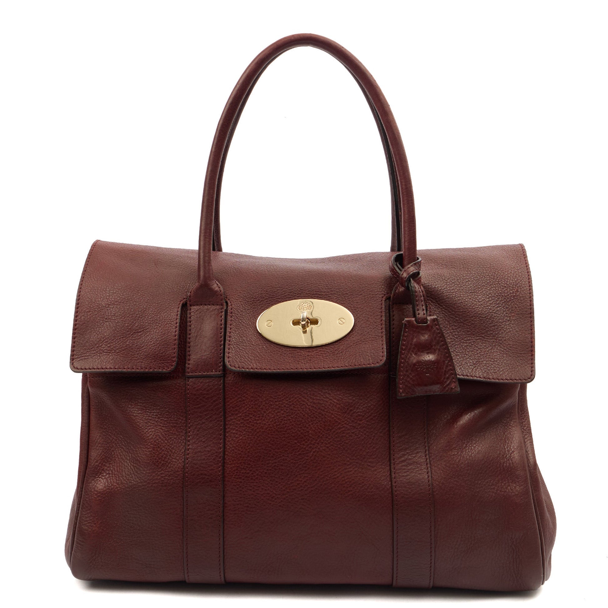 Mulberry Tote Bayswater Heritage in Oxblood, Calfskin Leather — Front View