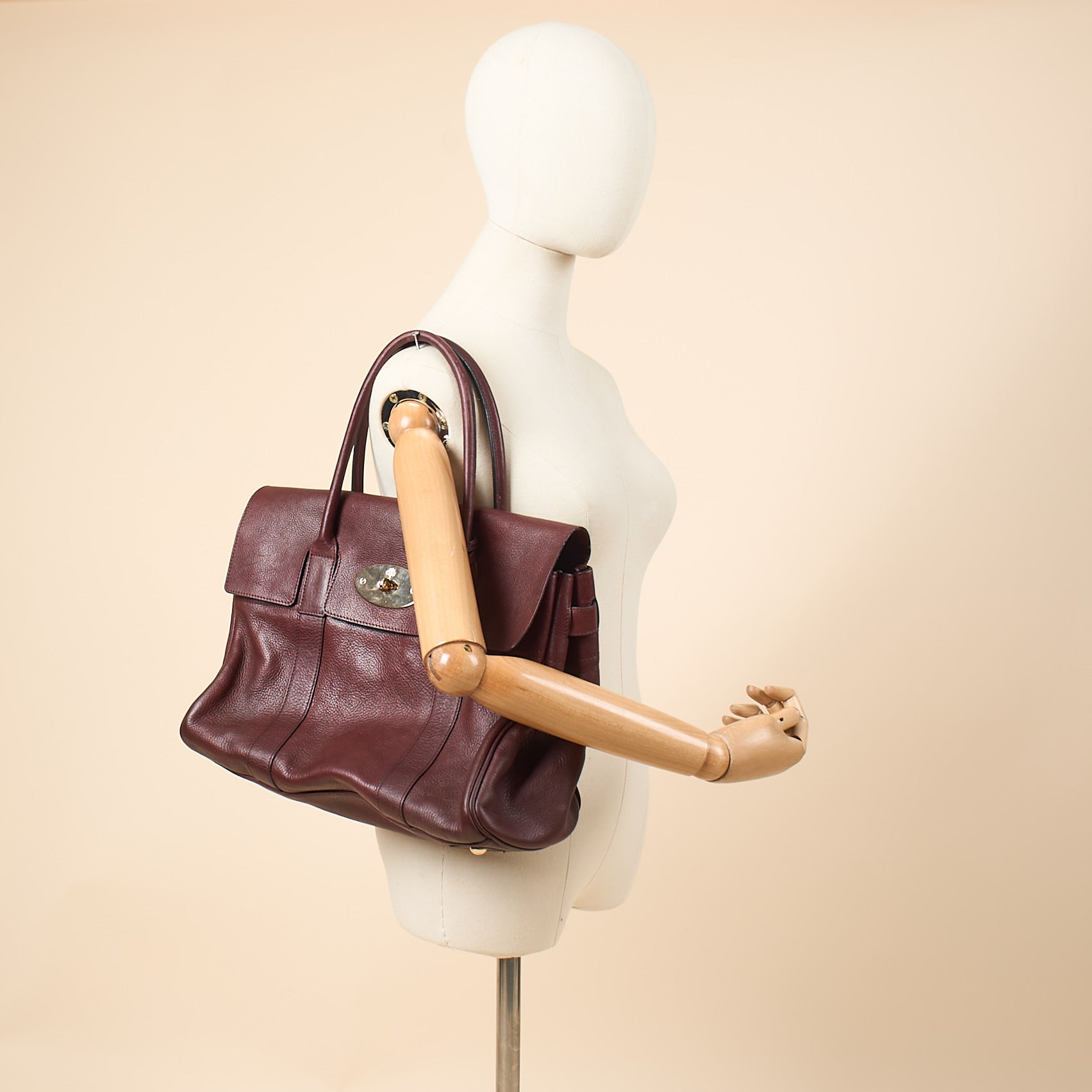 Mulberry Tote Bayswater Heritage in Oxblood, Calfskin Leather — Lifestyle View
