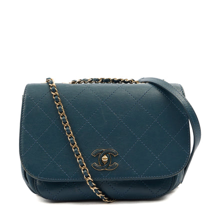 Chanel Shoulder Bag Flap Bag in Blue, Calfskin Leather — Alternate View 10