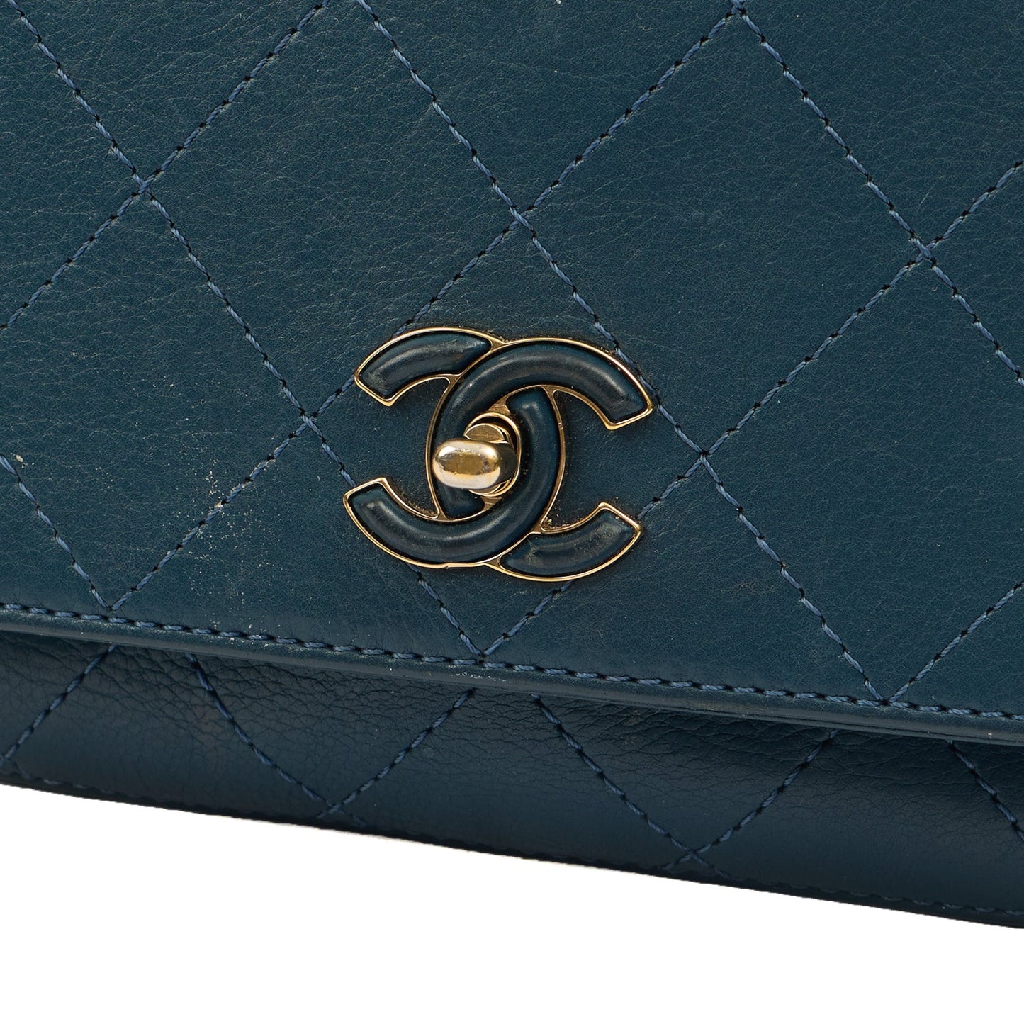 Chanel Shoulder Bag Flap Bag in Blue, Calfskin Leather — Alternate View 16