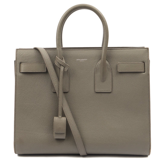 Saint Laurent Tote Sac de Jour in Grey, Calfskin Leather — Front View