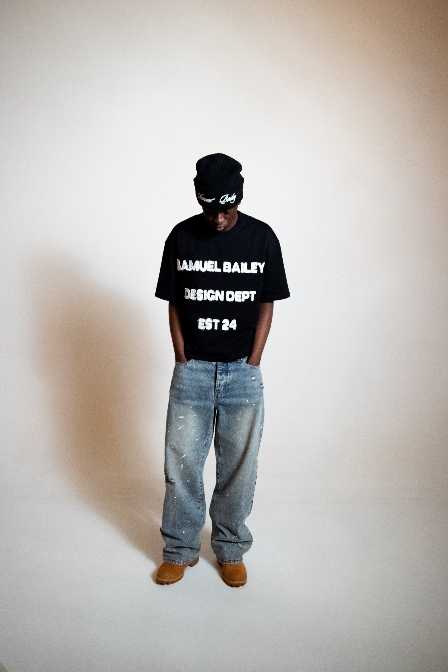 Samuel Bailey Black Design Dept Tee — S — Top View