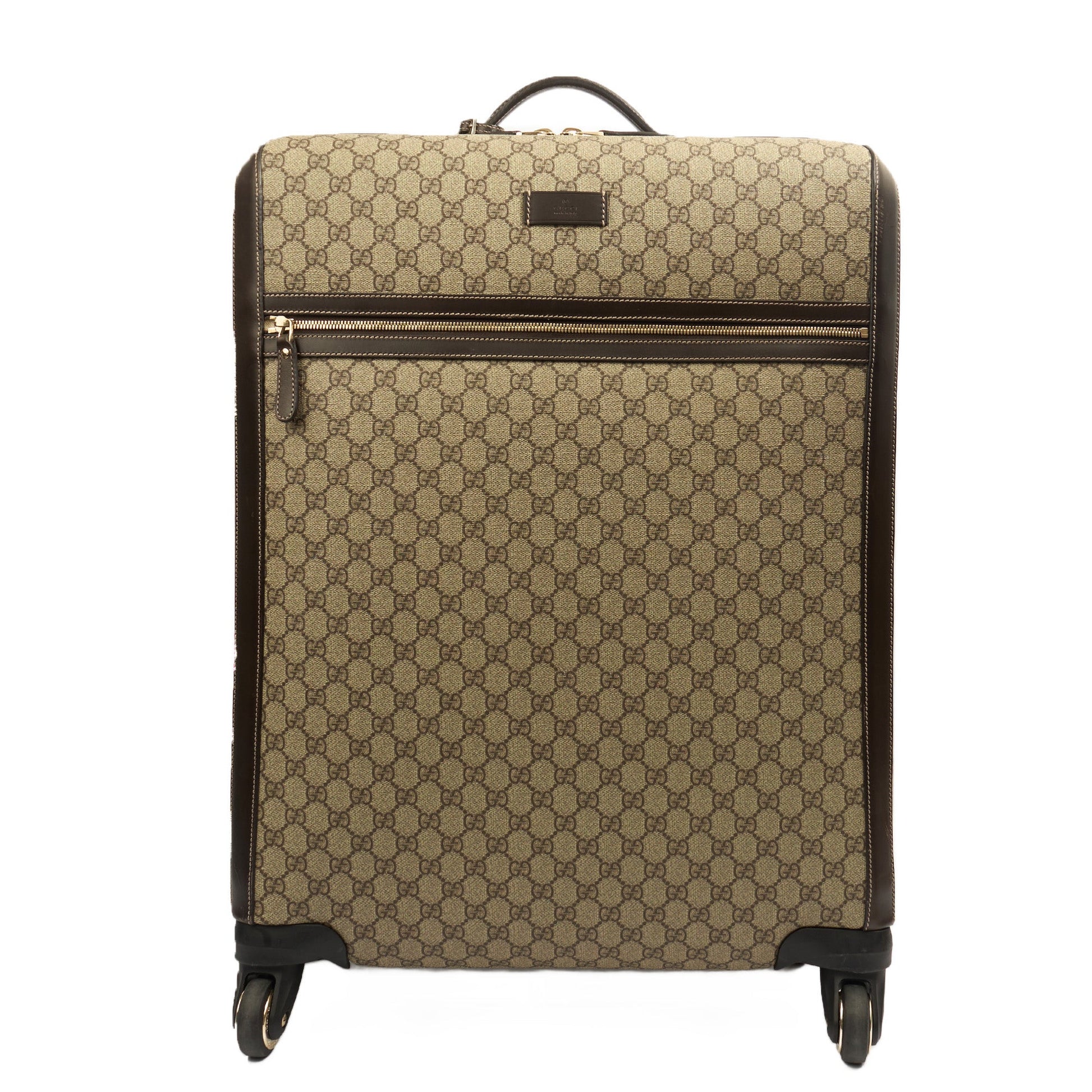 Gucci Wheeled Savoy Suitcase in Neutral, Leather — Front View
