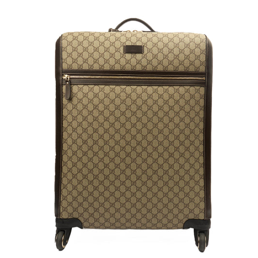 Gucci Wheeled Savoy Suitcase in Neutral, Leather — Front View