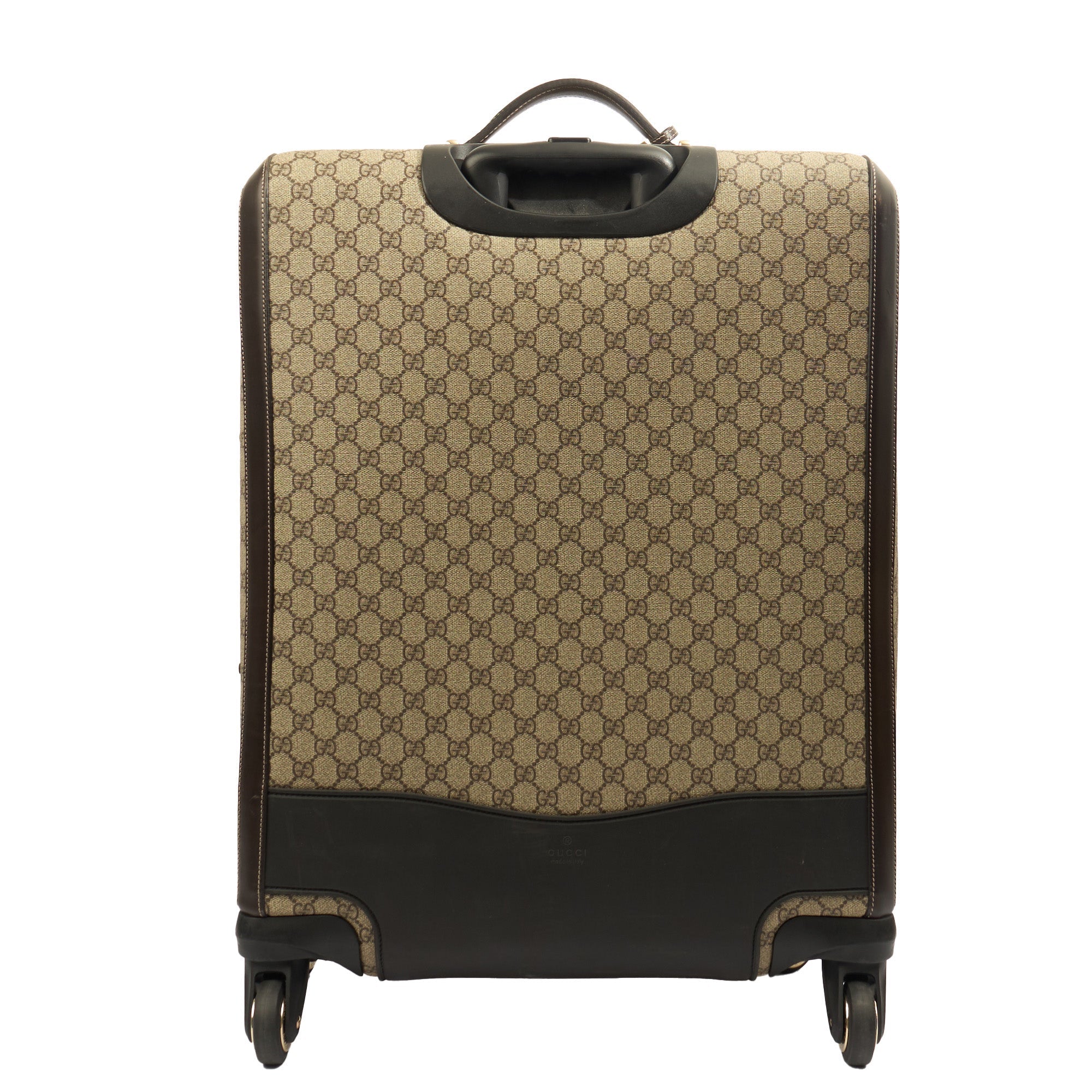 Gucci Wheeled Savoy Suitcase in Neutral, Leather — Top View