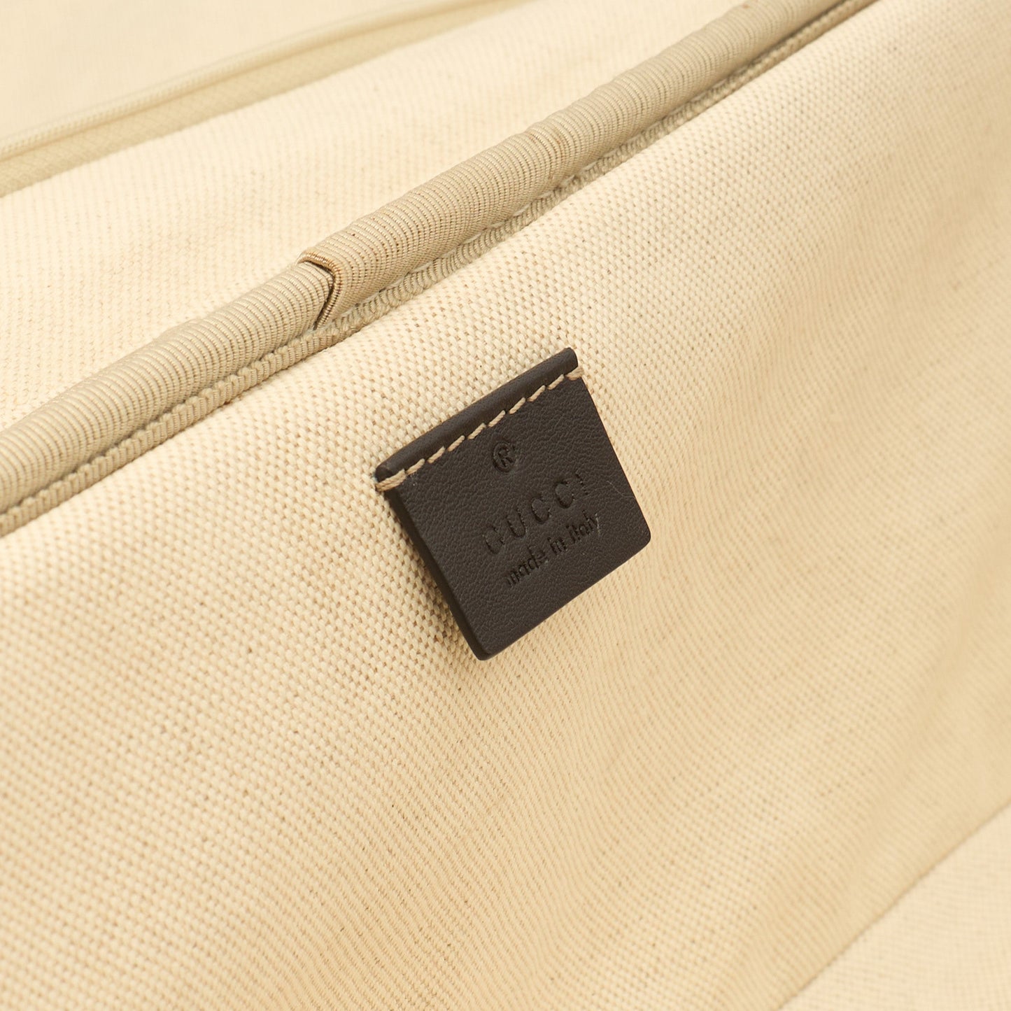 Gucci Wheeled Savoy Suitcase in Neutral, Leather — Side View