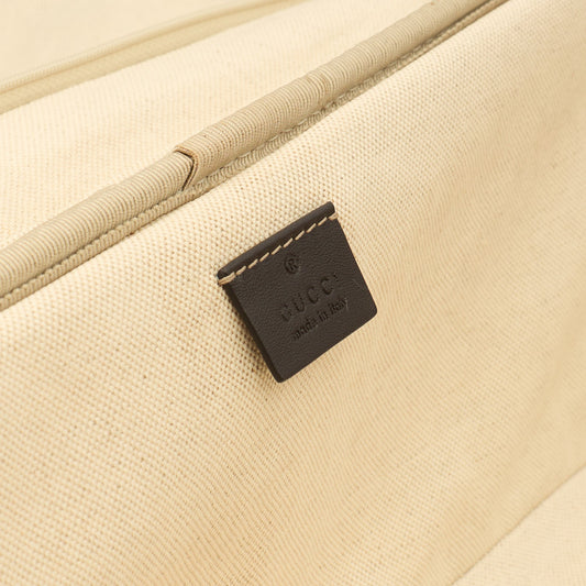 Gucci Wheeled Savoy Suitcase in Neutral, Leather — Side View