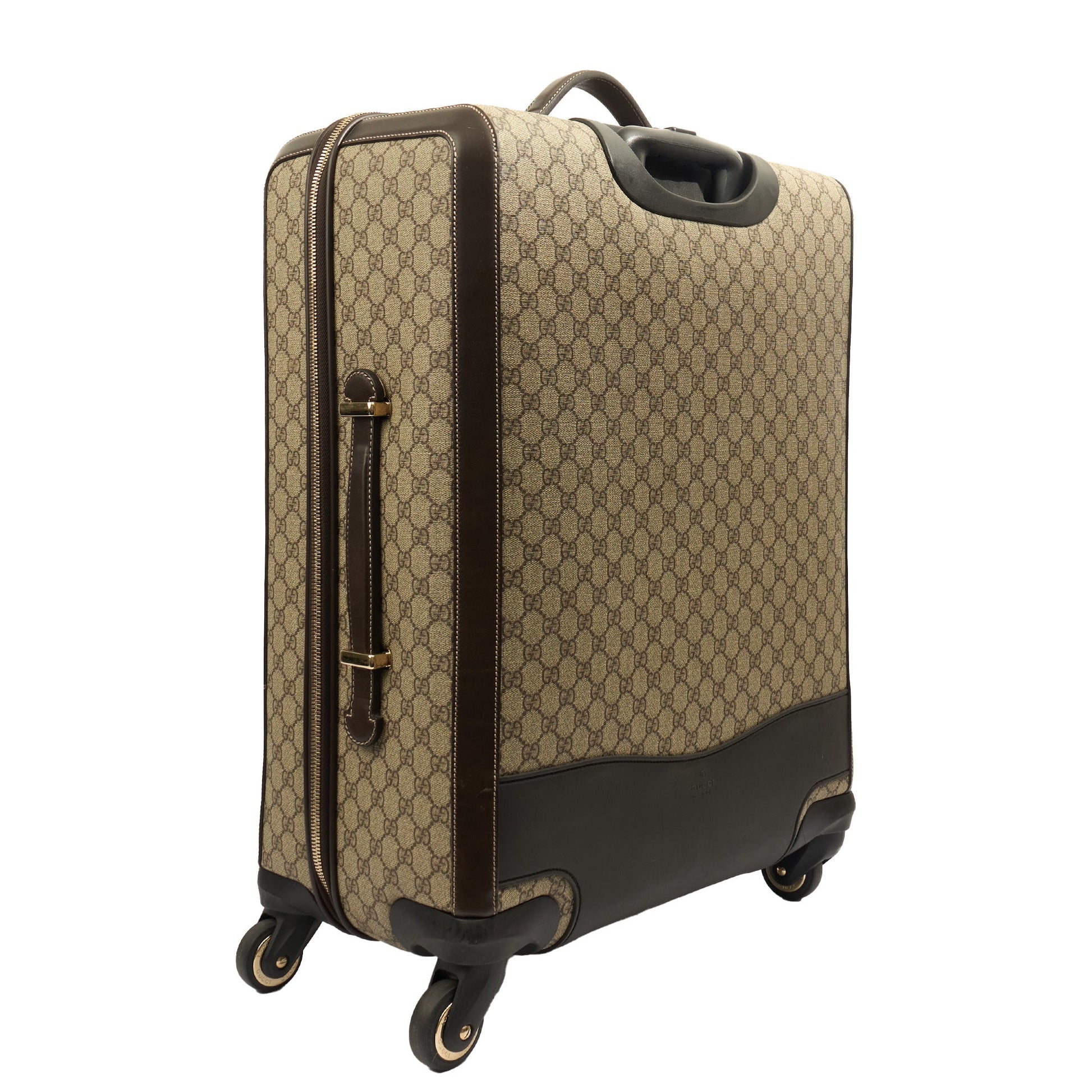 Gucci Wheeled Savoy Suitcase in Neutral, Leather — Back View