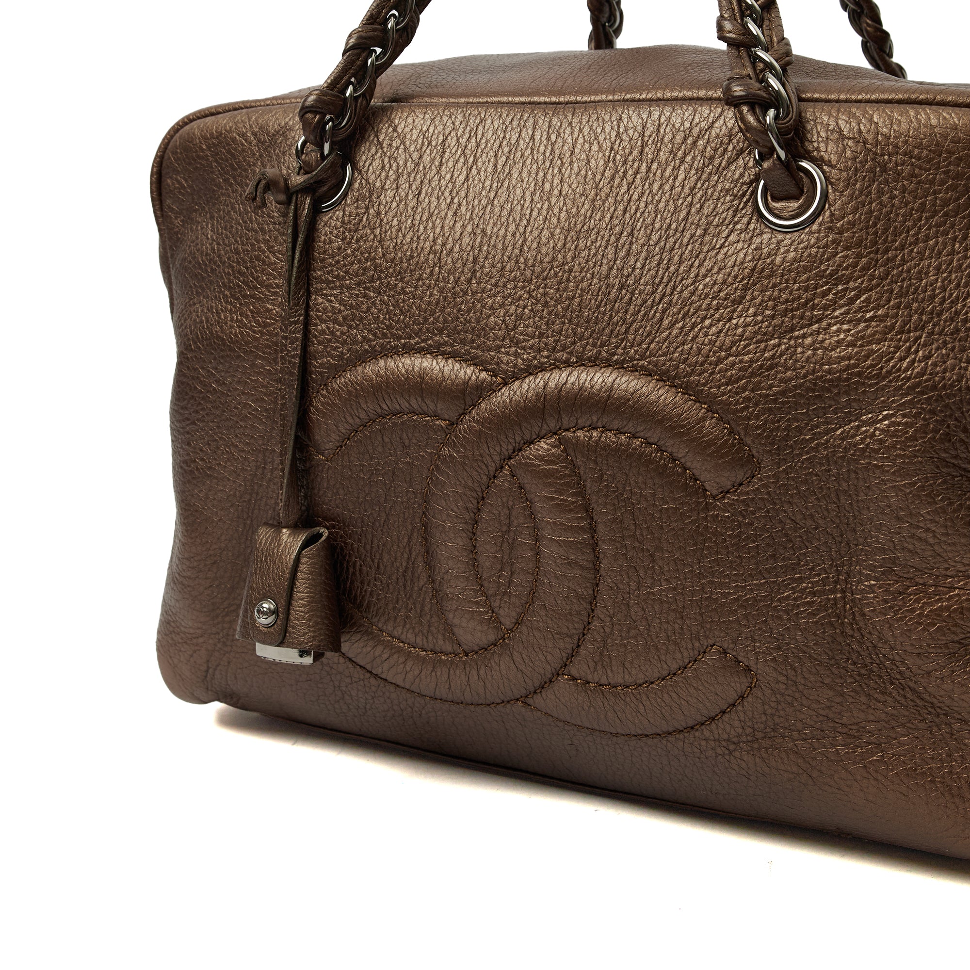 Chanel Shoulder Bag Luxe Ligne Tote in Metallic, Leather — Lifestyle View