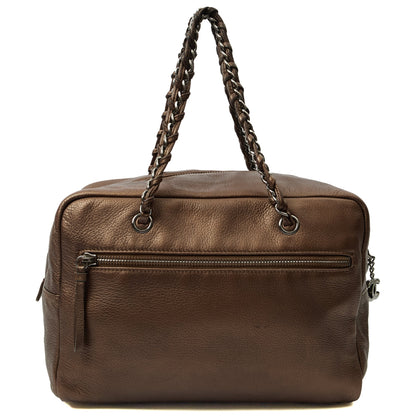 Chanel Shoulder Bag Luxe Ligne Tote in Metallic, Leather — Back View