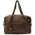 Chanel Shoulder Bag Luxe Ligne Tote in Metallic, Leather — Front View