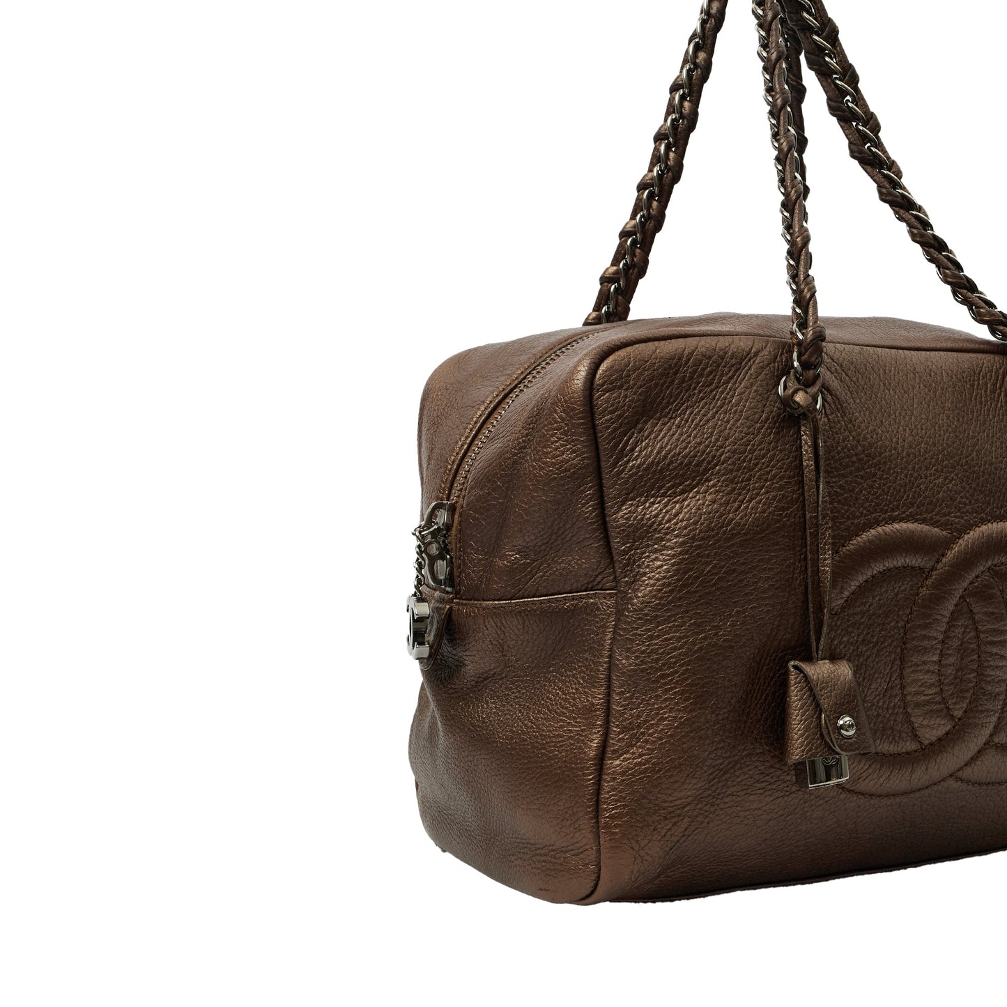 Chanel Shoulder Bag Luxe Ligne Tote in Metallic, Leather — Detail View