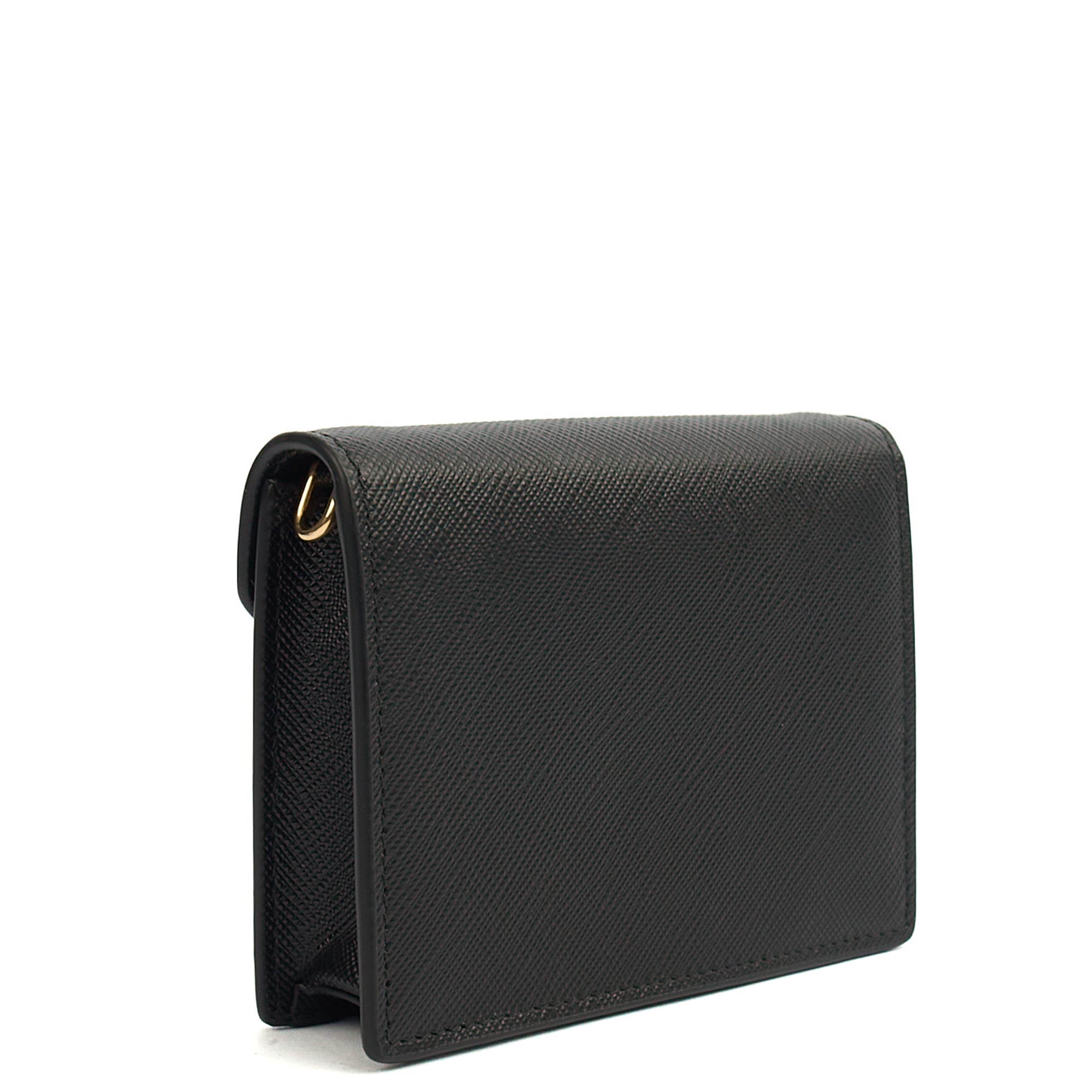 Prada Cross Body Saffiano Crossbody - Mini in Black, Calfskin — Back View