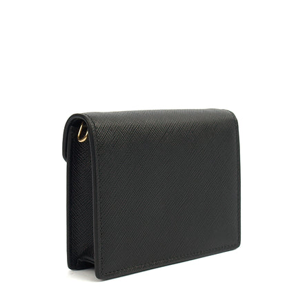 Prada Cross Body Saffiano Crossbody - Mini in Black, Calfskin — Back View