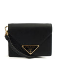 Prada Cross Body Saffiano Crossbody - Mini in Black, Calfskin — Front View