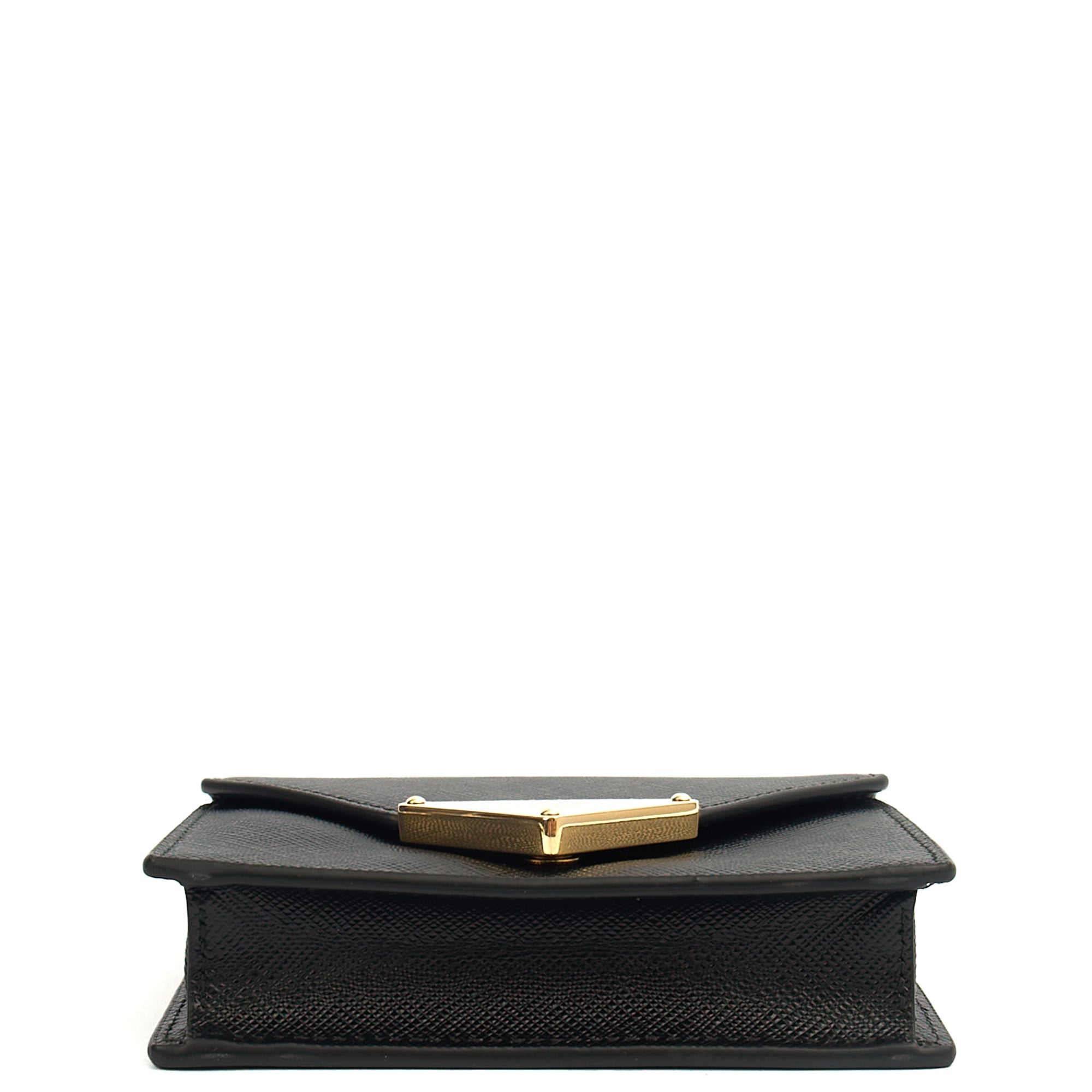 Prada Cross Body Saffiano Crossbody - Mini in Black, Calfskin — Detail View