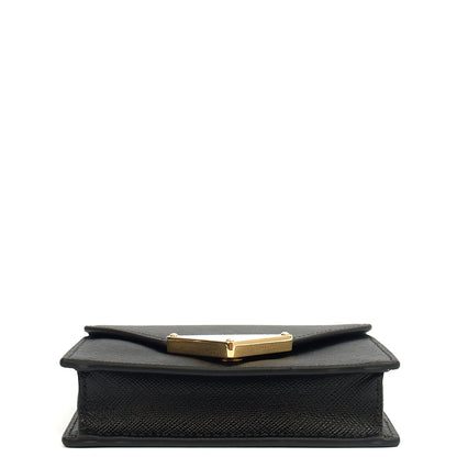 Prada Cross Body Saffiano Crossbody - Mini in Black, Calfskin — Detail View