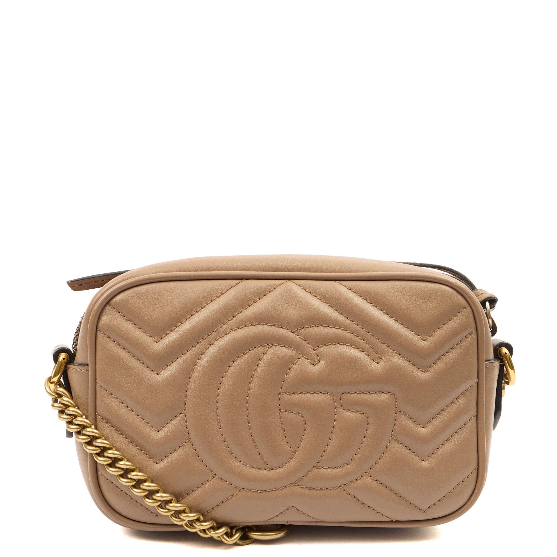 Gucci Shoulder Bag Marmont Shoulder Bag - Mini in Brown, Leather — Back View