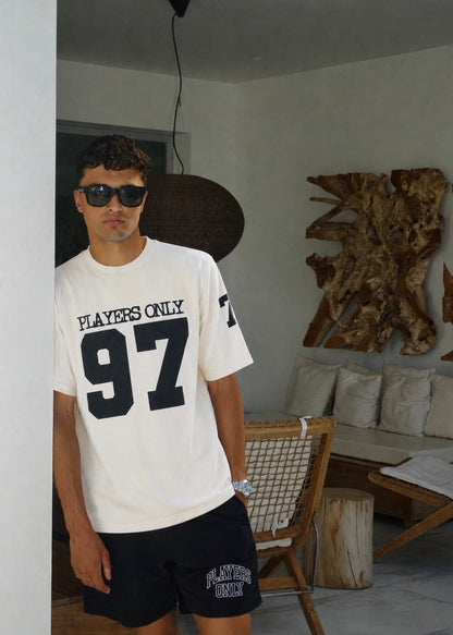 PLAYERS ONLY ECRU JERSEY TEE — Small — Side View