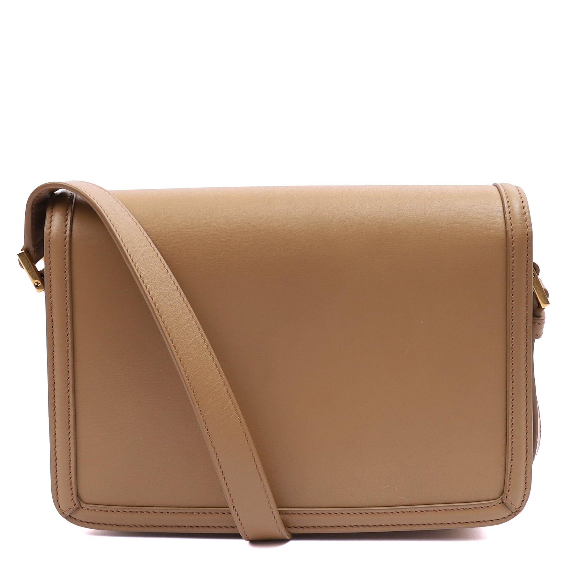 Saint Laurent Cross Body Solferino- Small in Neutral, Calfskin Leather — Back View