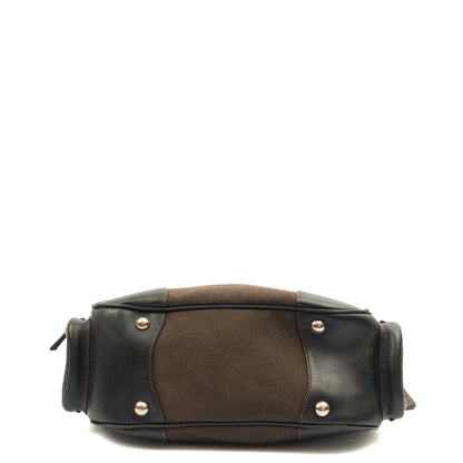 Prada Tote Canapa Logo Shoulder Bag in Brown, Canvas — Top View