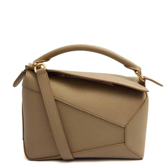 Loewe Cross Body Puzzle - Small in Neutral, Leather — Front View