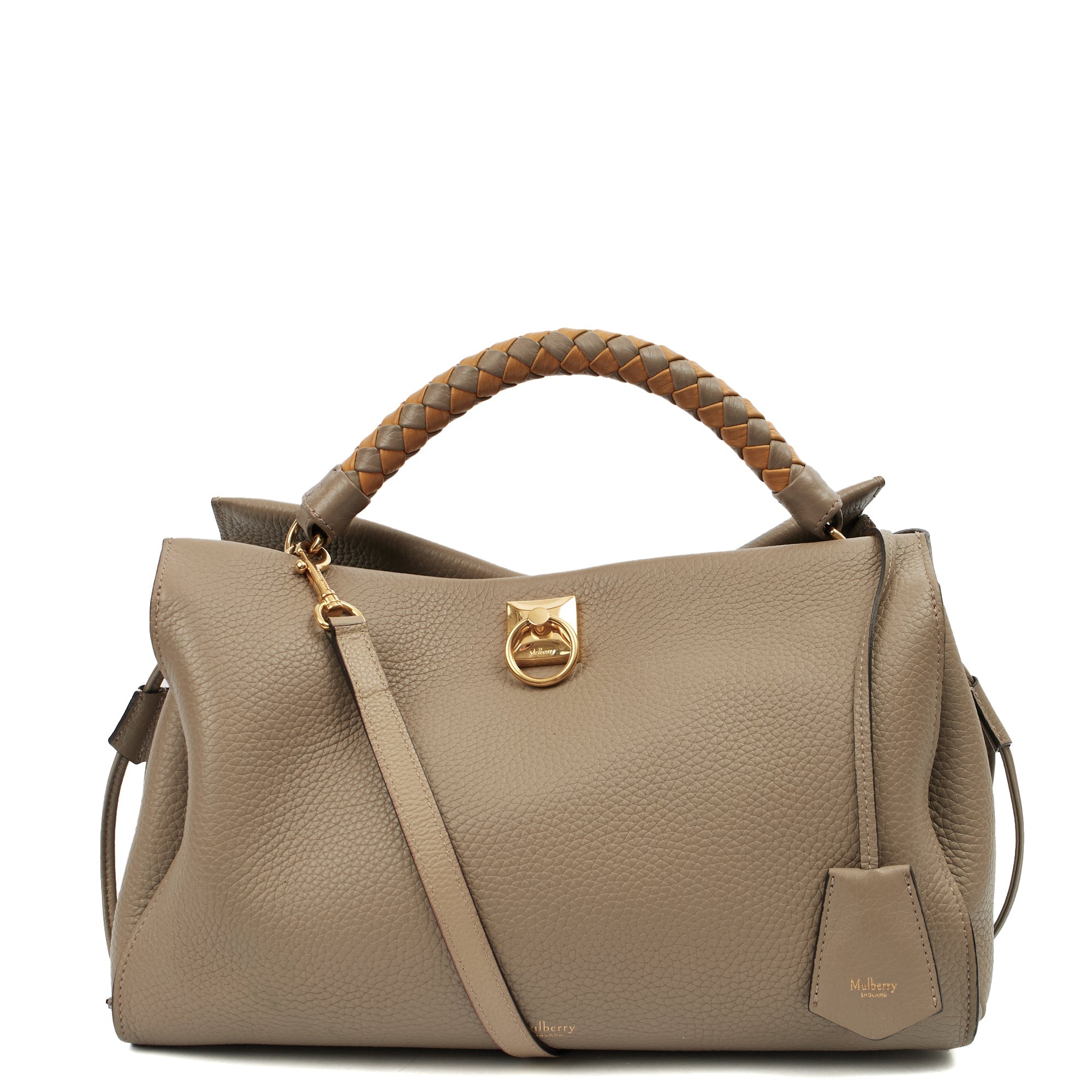 Mulberry Tote Iris - Large in Solid Grey, Calfskin Leather — Front View