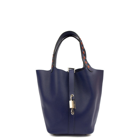 Hermes Picotin 18 in Bleu Encre, Epsom Leather — Front View