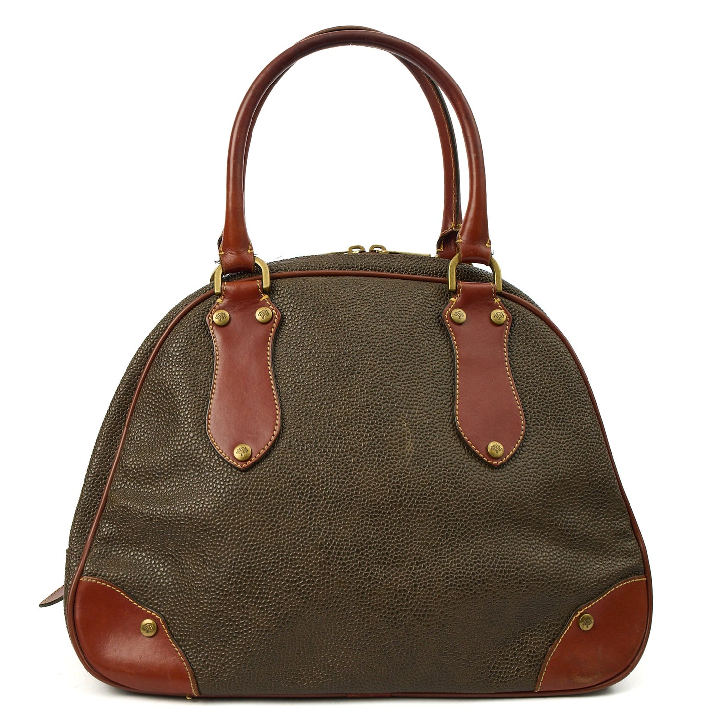 Mulberry Tote Scotchgrain Bowler - Small in Green, Scotchgrain — Top View