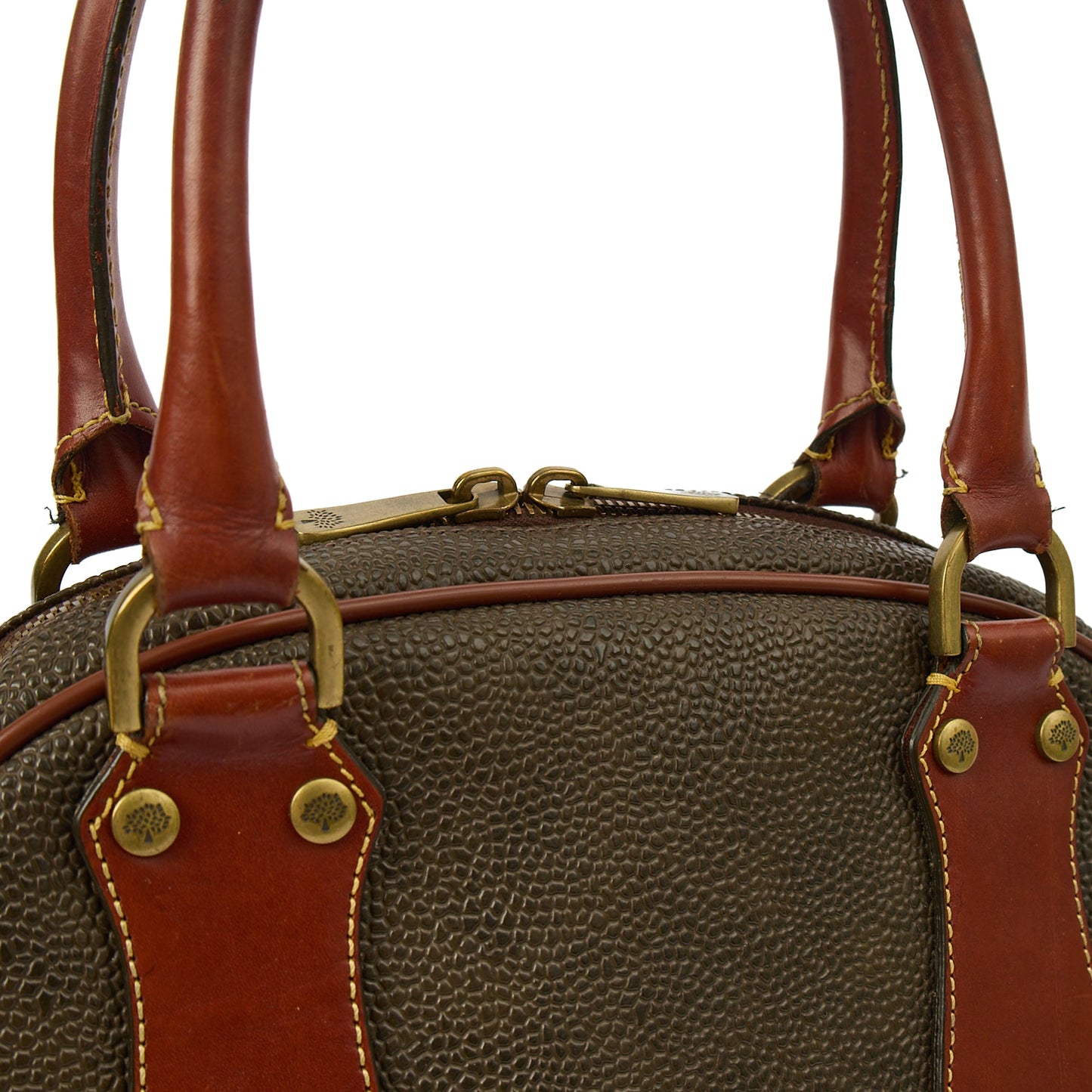 Mulberry Tote Scotchgrain Bowler - Small in Green, Scotchgrain — Lifestyle View