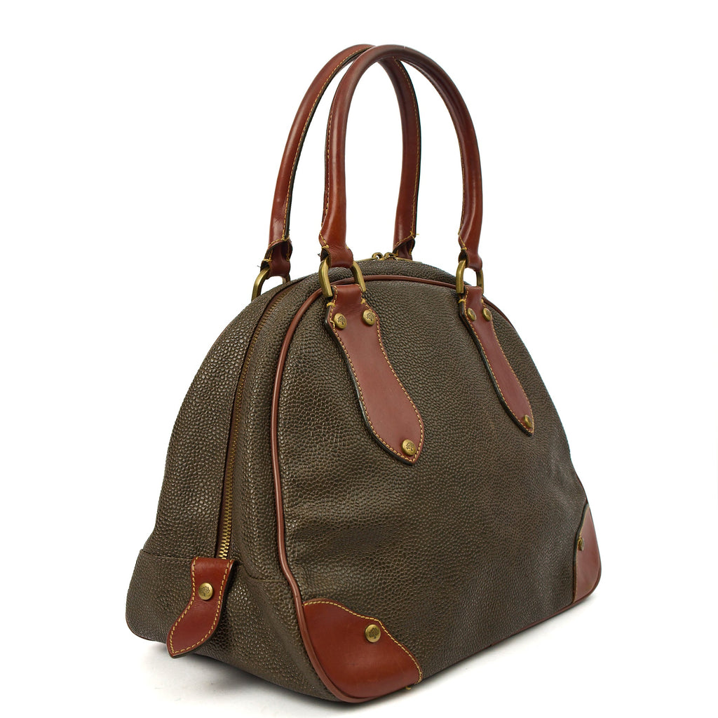 Mulberry Tote Scotchgrain Bowler - Small in Green, Scotchgrain — Back View
