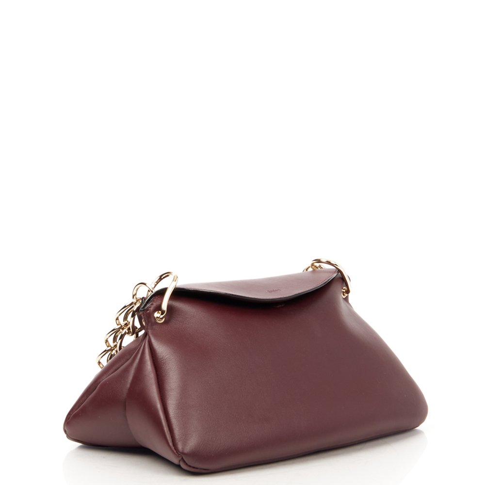 Chloe Shoulder Bag Juana Chain Bag in Plum Purple, Calfskin Leather — Side View