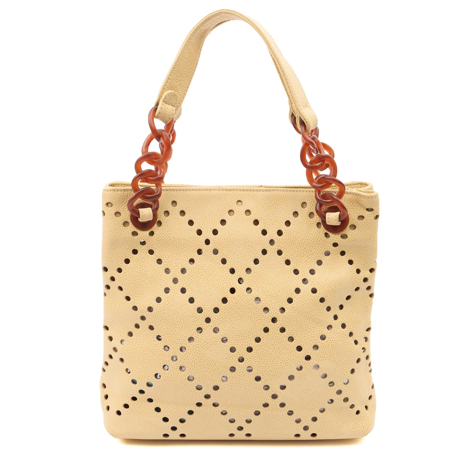 Chanel Tote Vintage Tote in Neutral, Caviar Leather — Back View