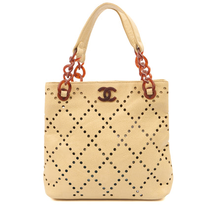 Chanel Tote Vintage Tote in Neutral, Caviar Leather — Alternate View 9