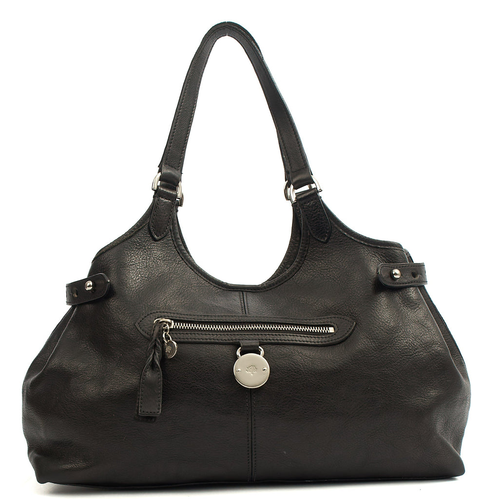 Mulberry Tote Somerset Tote in Black, Calfskin Leather — Front View