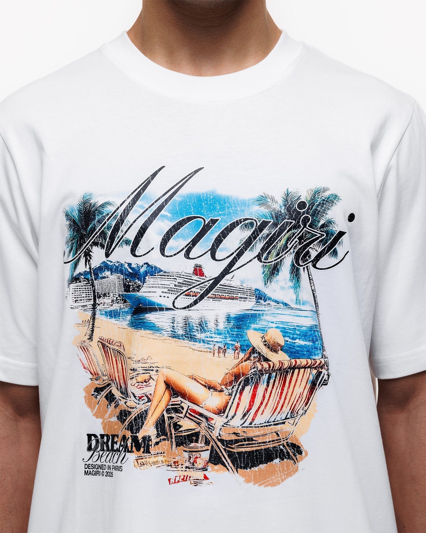 Magiri Dream Beach Printed T-Shirt 'White' — White — Size S — Lifestyle View