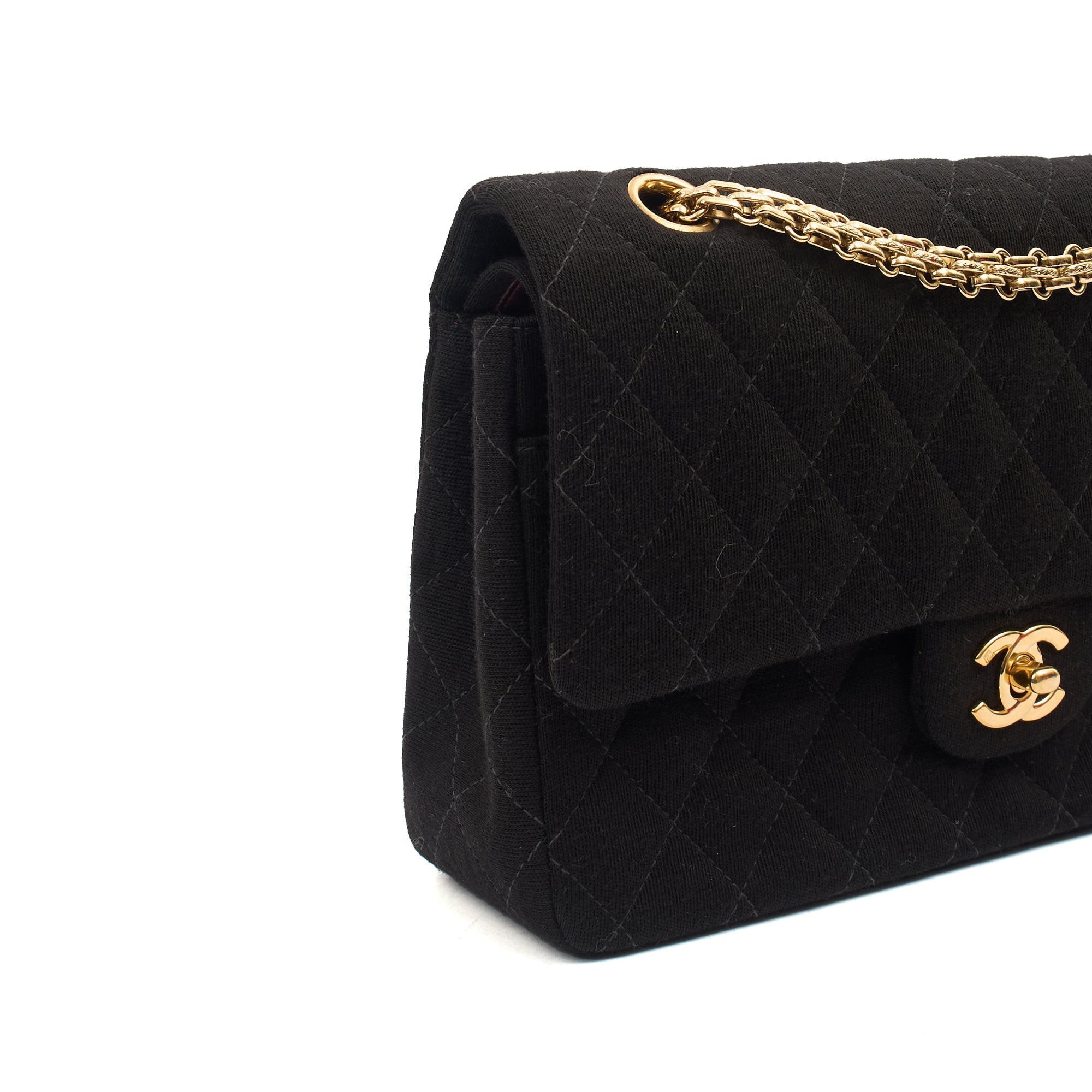 Chanel Shoulder Bag Classic Double Flap - Medium in Black, Fabric — Alternate View 7