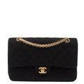 Chanel Shoulder Bag Classic Double Flap - Medium in Black, Fabric — Front View