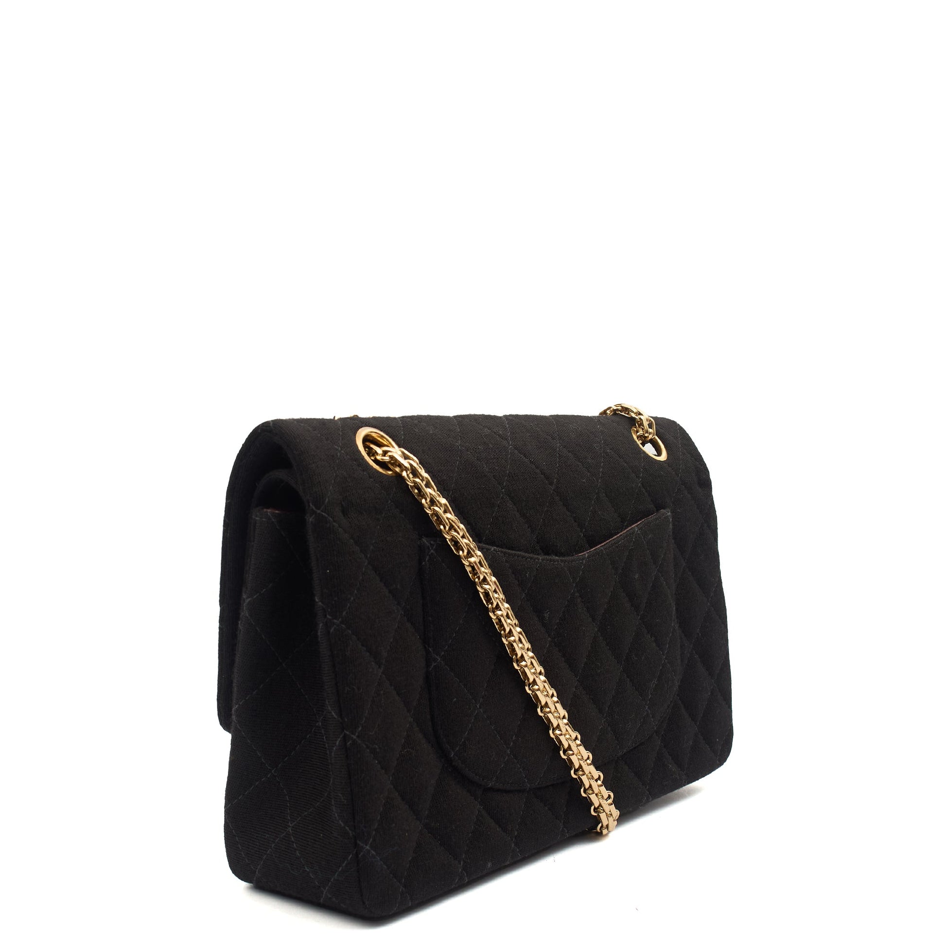 Chanel Shoulder Bag Classic Double Flap - Medium in Black, Fabric — Alternate View 11