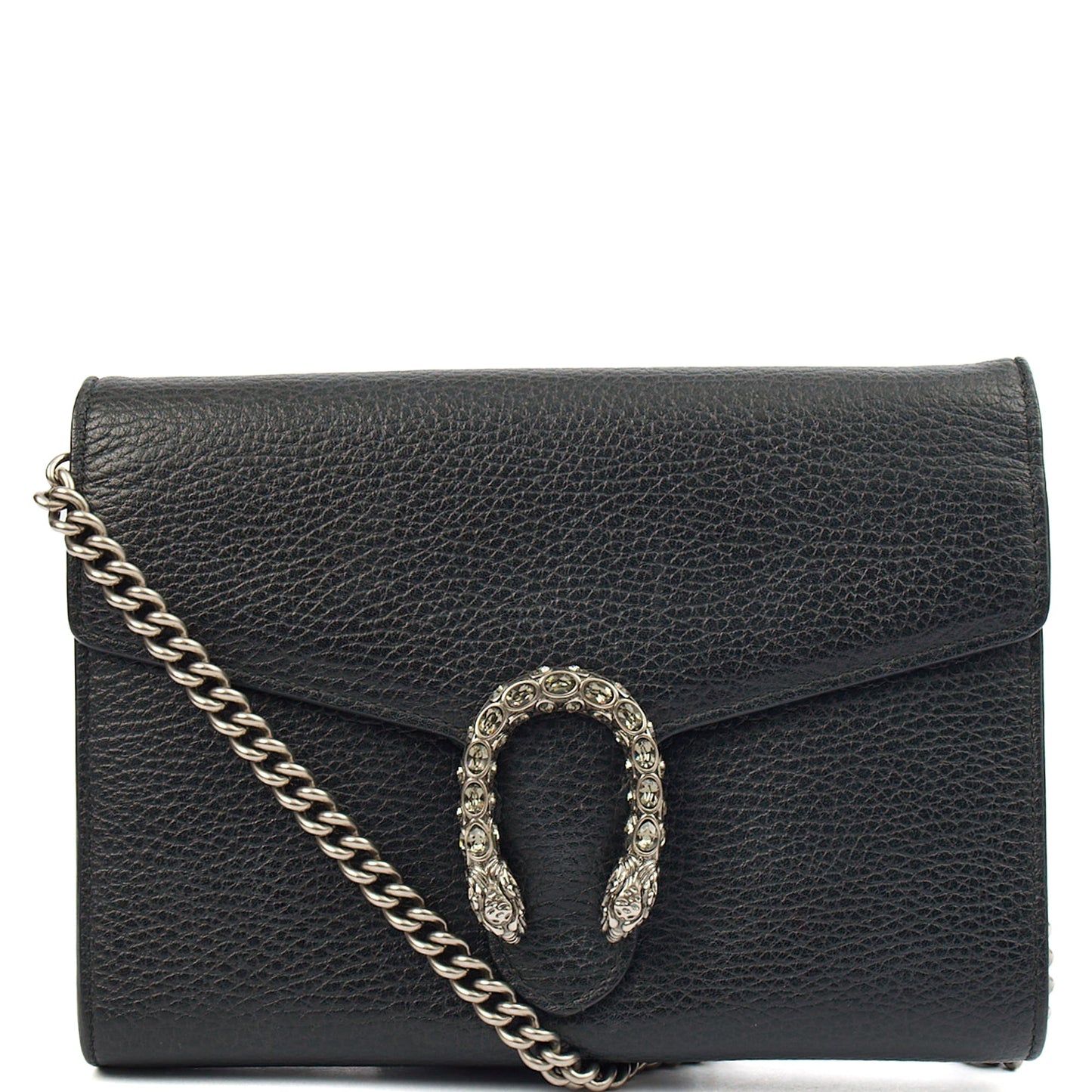 Gucci Cross Body Dionysus Chain Wallet in Black, Leather — Front View