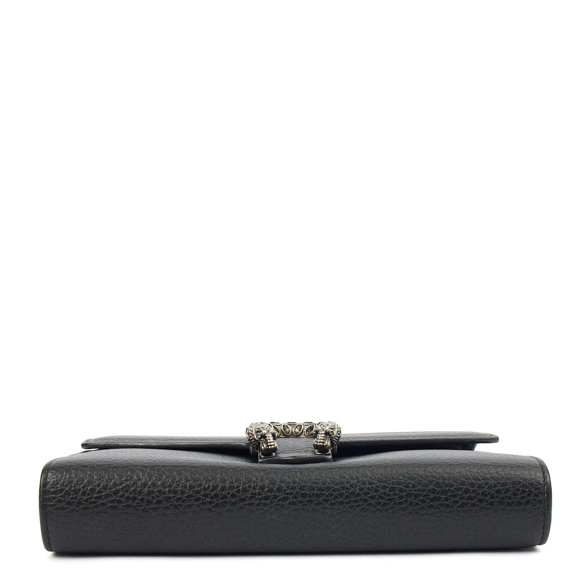 Gucci Cross Body Dionysus Chain Wallet in Black, Leather — Detail View