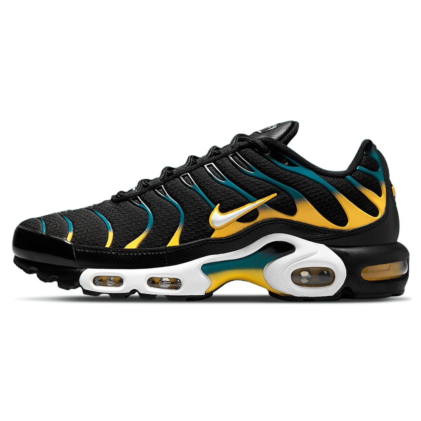Nike Air Max Plus 'Black University Gold Spruce' — UK 3 | EU 35.5 | US 3.5 — Front View